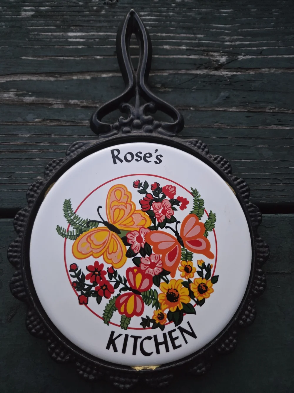Kitchen Decorative Butterfly Trivet - White with Orange & Yellow
